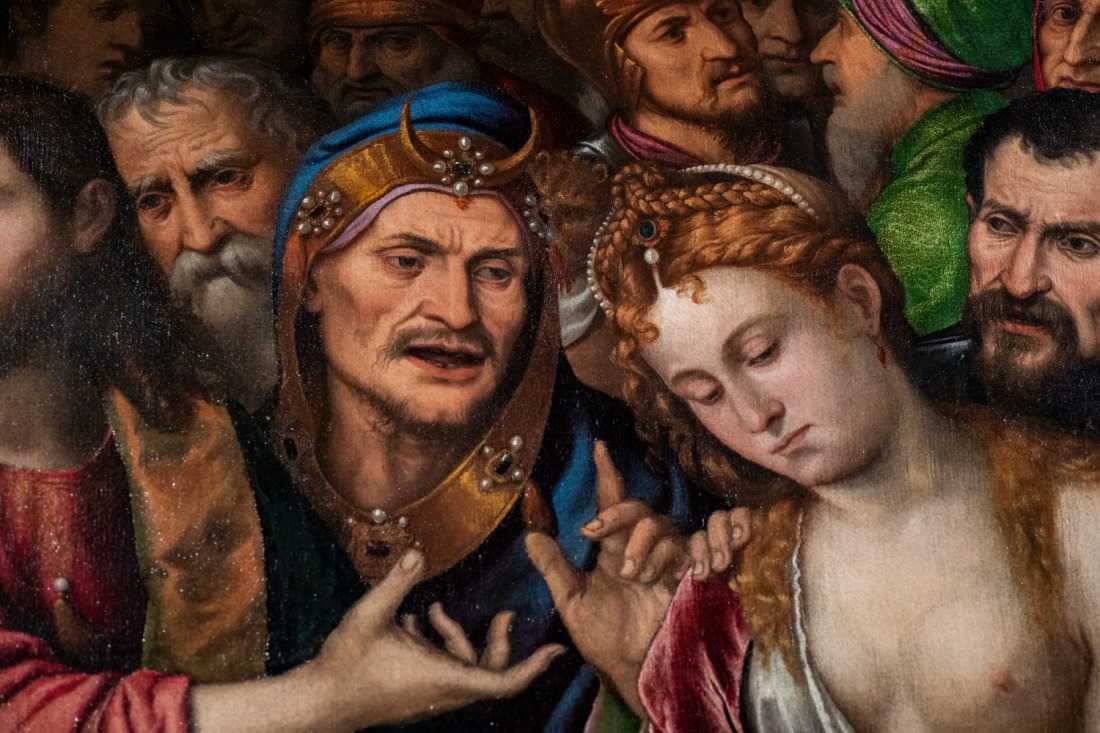 P. Kiznio galerijos paveikslo „Kristus ir svetimautoja“ (Dailininkas Džampjetras Silvijus, 1540–1550) fragmentas