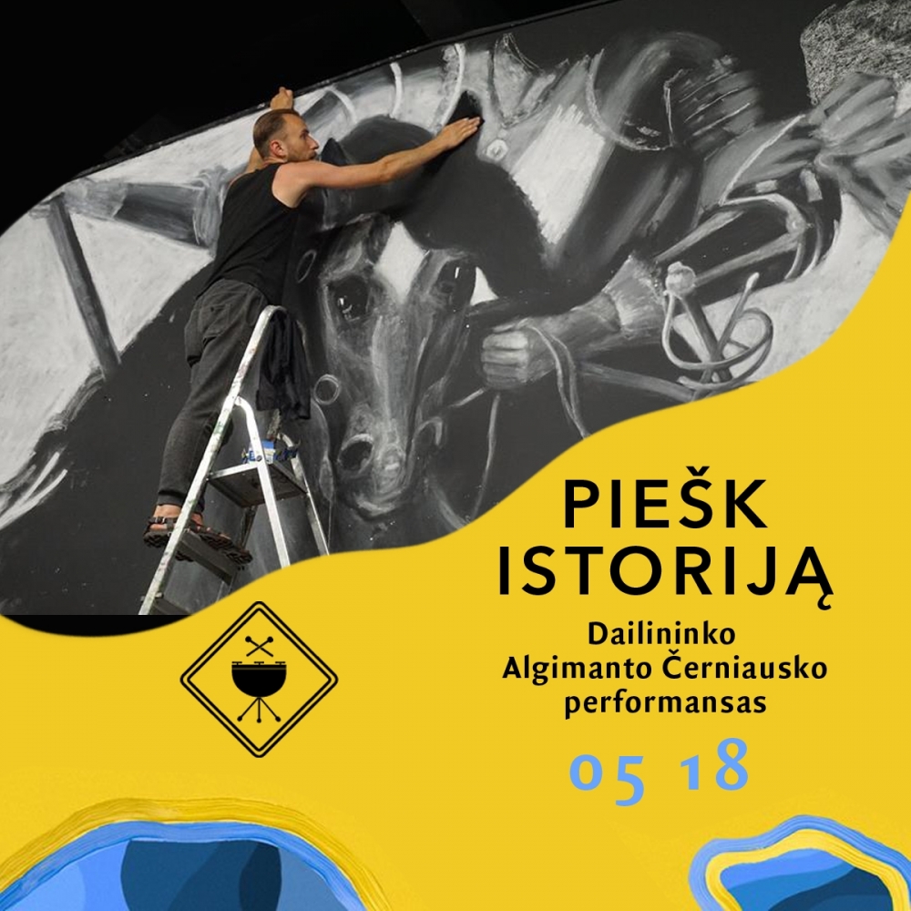 „Piešk istoriją: GMD“ Dailininko performansas Valdovų rūmų kieme