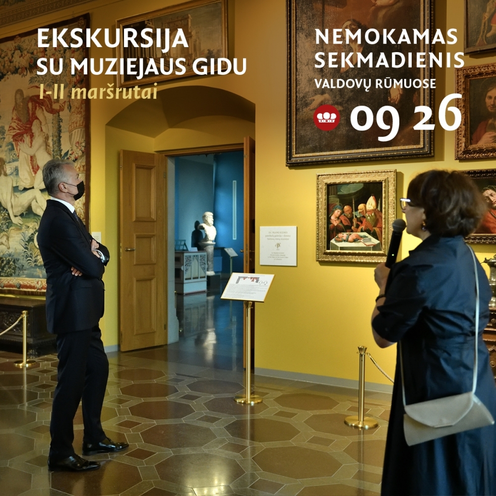 Apžvalginė ekskursija (I–II maršrutas) su muziejaus gidu. Nemokamas sekmadienis Valdovų rūmuose