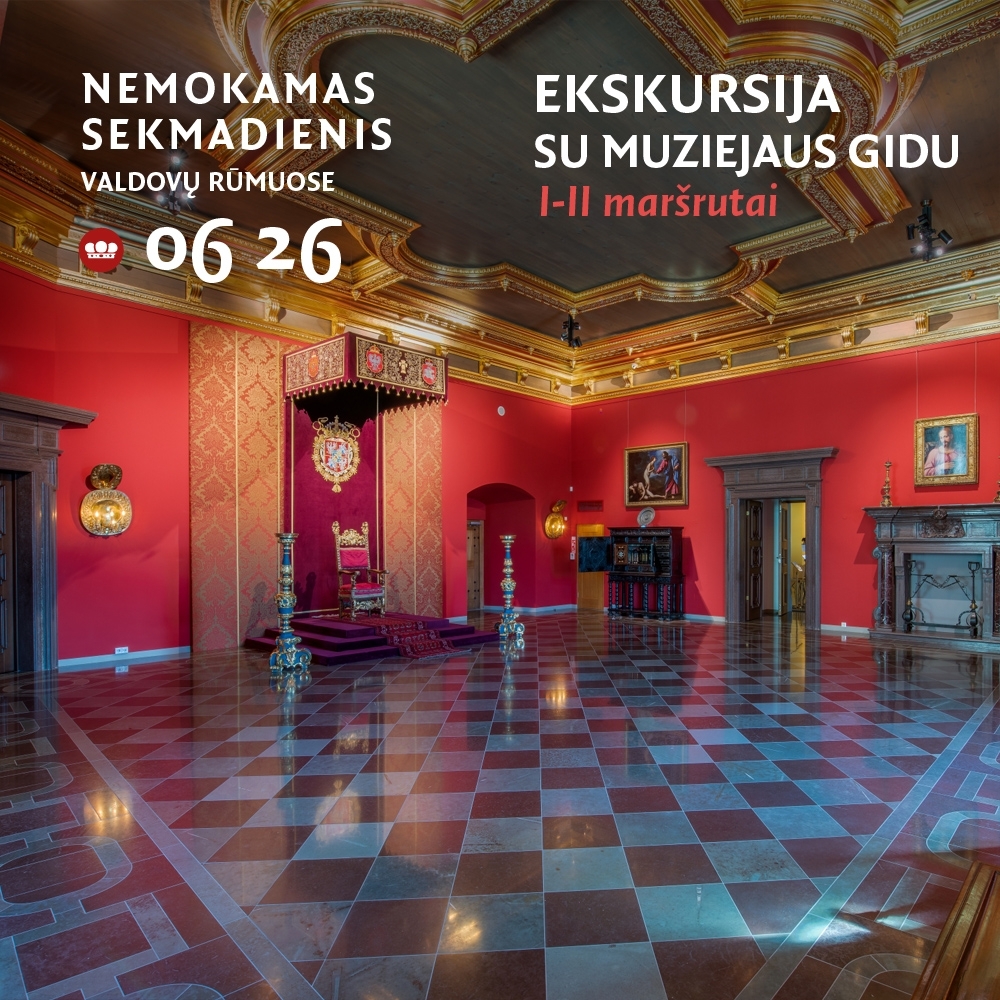 Apžvalginė ekskursija (I–II maršrutai) su muziejaus gidu. Nemokamas sekmadienis Valdovų rūmuose
