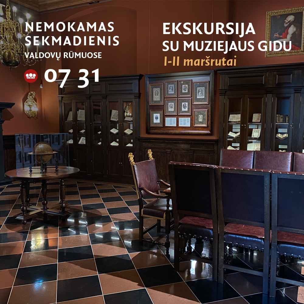 Apžvalginė ekskursija (I–II maršrutai) su muziejaus gidu. Nemokamas sekmadienis Valdovų rūmuose