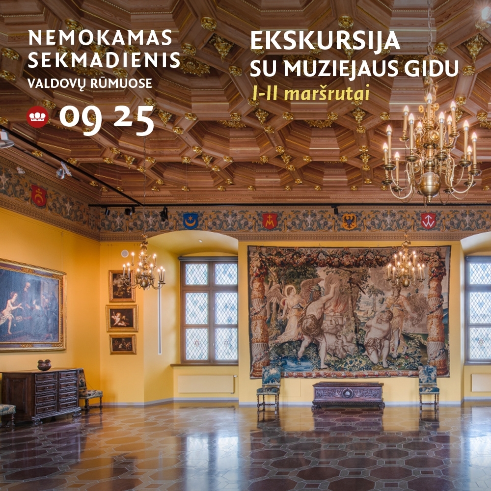 Apžvalginė ekskursija (I–II maršrutai) su muziejaus gidu. Nemokamas sekmadienis Valdovų rūmuose