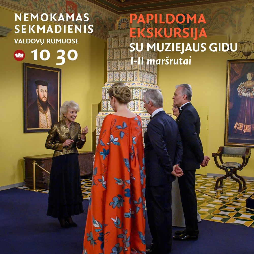 Papildoma apžvalginė ekskursija (I–II maršrutai) su muziejaus gidu. Nemokamas sekmadienis Valdovų rūmuose