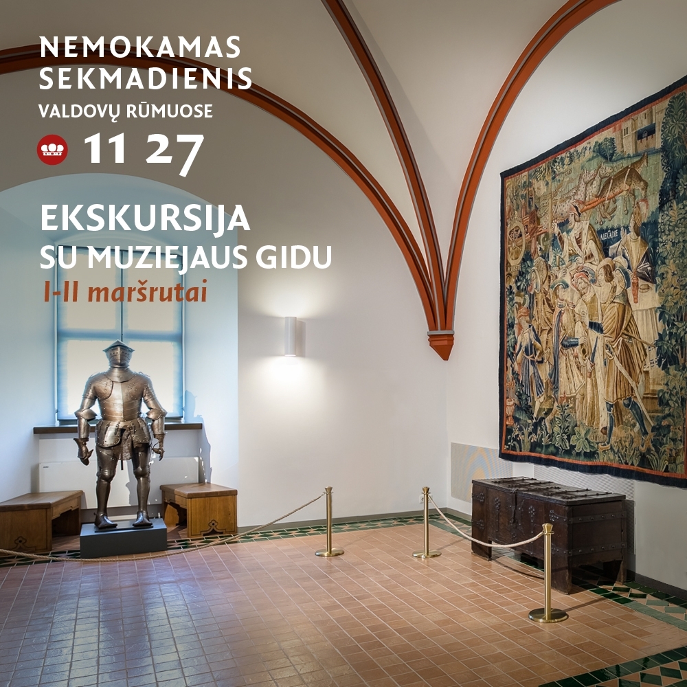 Apžvalginė ekskursija (I–II maršrutai) su muziejaus gidu. Nemokamas sekmadienis Valdovų rūmuose